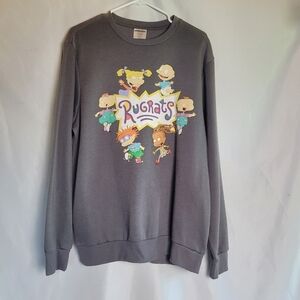 Rugrats Nickelodeon Crew Neck Long Sleeve Men's Gray Sweatshirt Size M